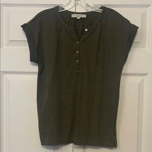 LOFT Women's Dark Olive Button Down Shirt